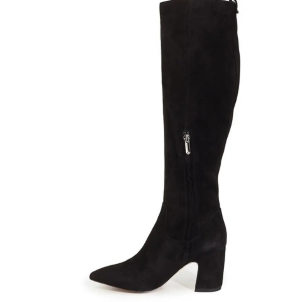 Sam Edelman Women's Black Suede Over-the-Knee Block Heel Boots Hai Size 8